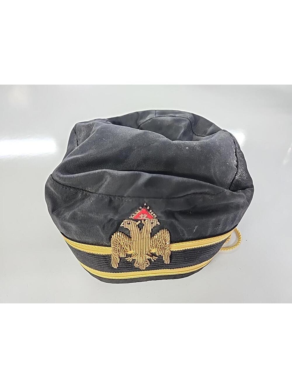 32nd Degree Scottish Rite Freemasons Masonic Cap Hat Double Eagle VINTAGE EXC